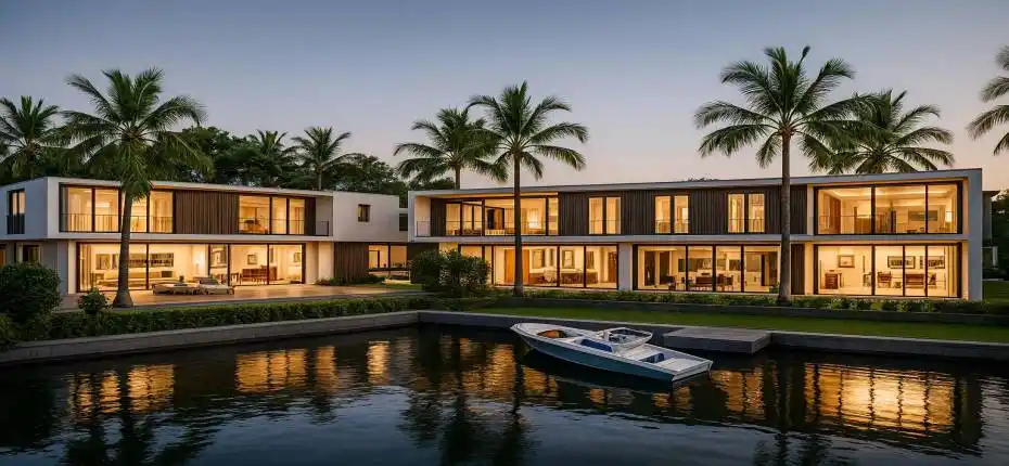 Modern Waterfront Home at Twilight