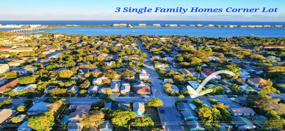 3 single family homes corner lot